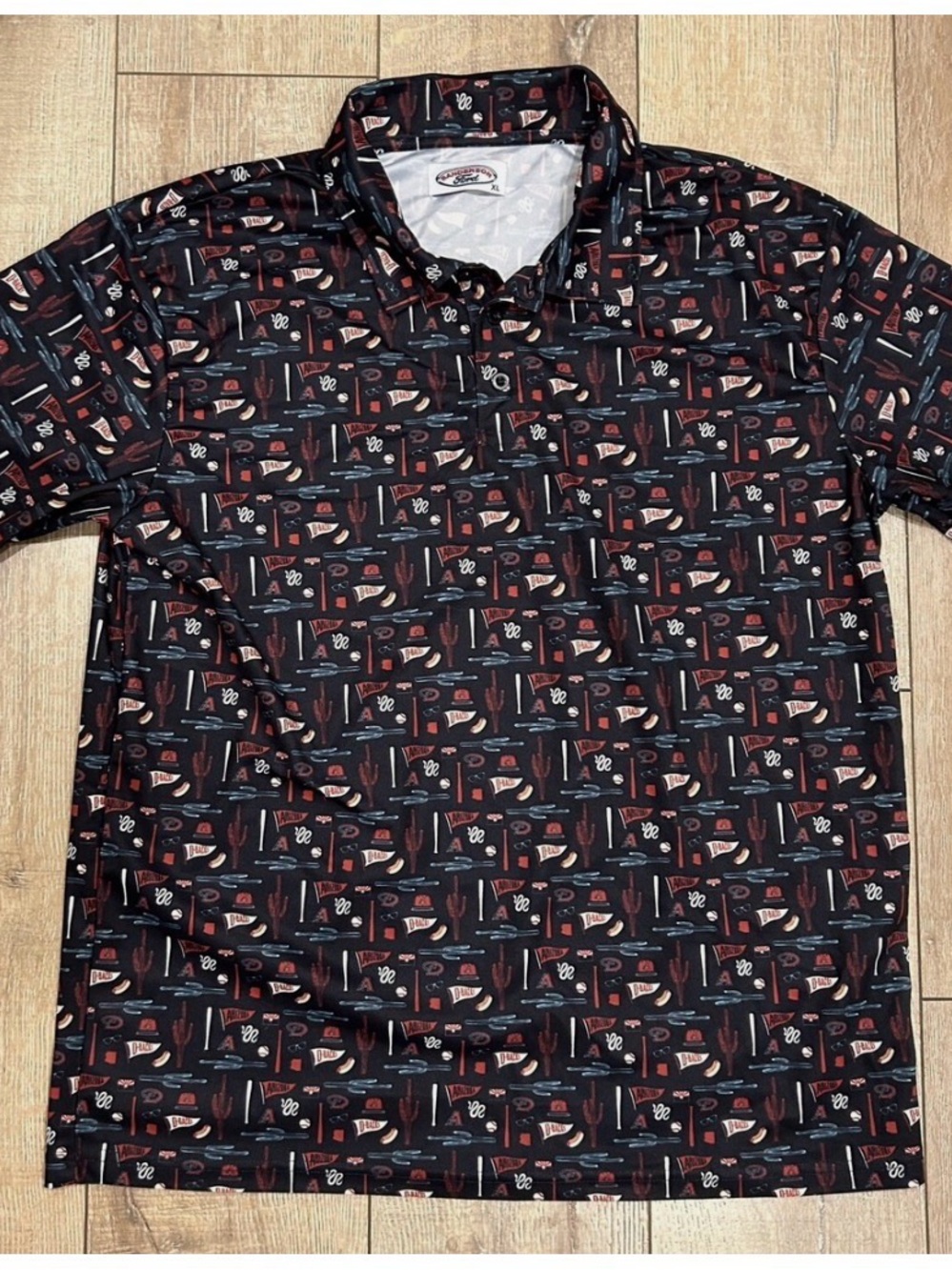 Men's Short-Sleeve Polo with Desert Print - Black